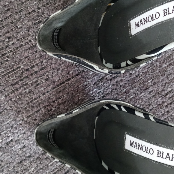 🦓Manolo Blahnik🦓 - Gray/Black Zebra Print Leather D'Orsay Pumps - Picture 13 of 16